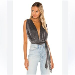 Pray Black Metallic Superdown CrossBacl Bodysuit